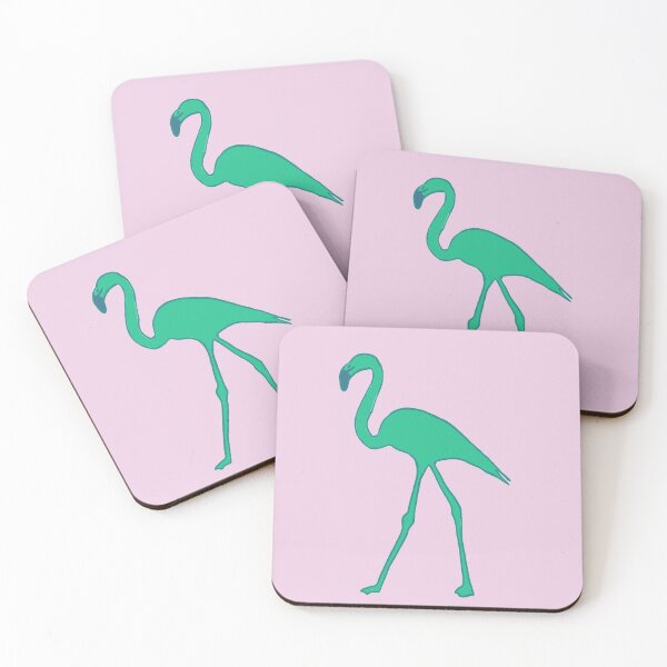 Item preview, Single flamingo (green and pale pink) designed and sold by Attenborough_Fan.