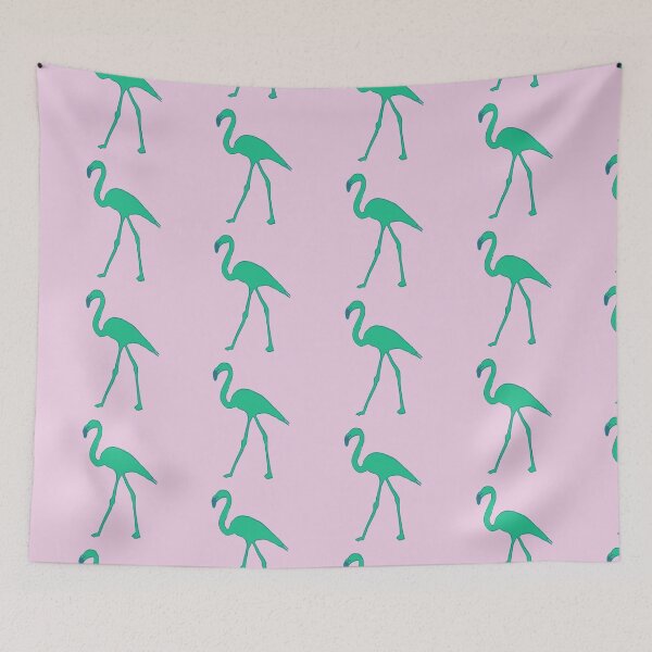 Item preview, Single flamingo (green and pale pink) designed and sold by Attenborough_Fan.
