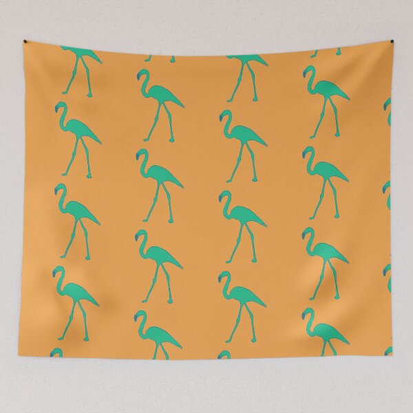 Item preview, Single flamingo (green and orange) designed and sold by Attenborough_Fan.