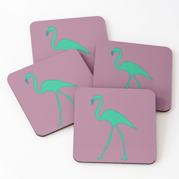 Item preview, Single flamingo (green and dark mauve) designed and sold by Attenborough_Fan.