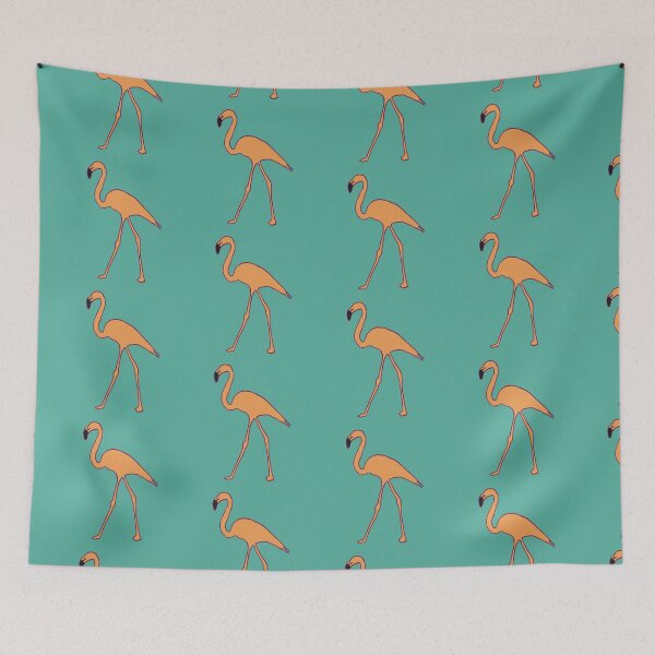Item preview, Single flamingo (orange and green) designed and sold by Attenborough_Fan.