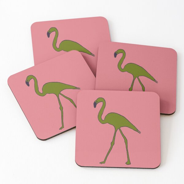 Item preview, Single flamingo (forest green and salmon pink) designed and sold by Attenborough_Fan.