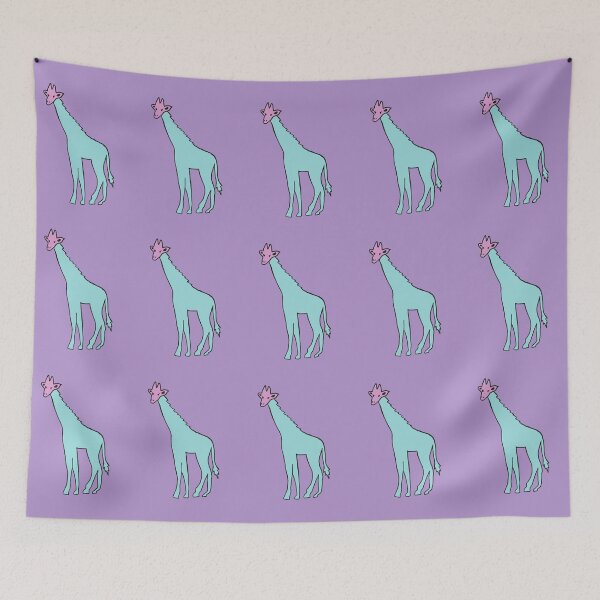 Item preview, Happy Giraffe line drawing (pink, purple and blue) designed and sold by Attenborough_Fan.