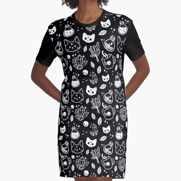 Herb Witch // Black & White | Nikury Graphic T-Shirt Dress