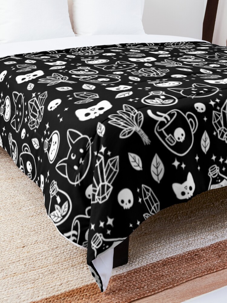 Alternate view of Herb Witch // Black and White | Nikury Comforter