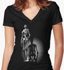 human anatomy t-shirt, human skeleton Women's Fitted V-Neck T-Shirt