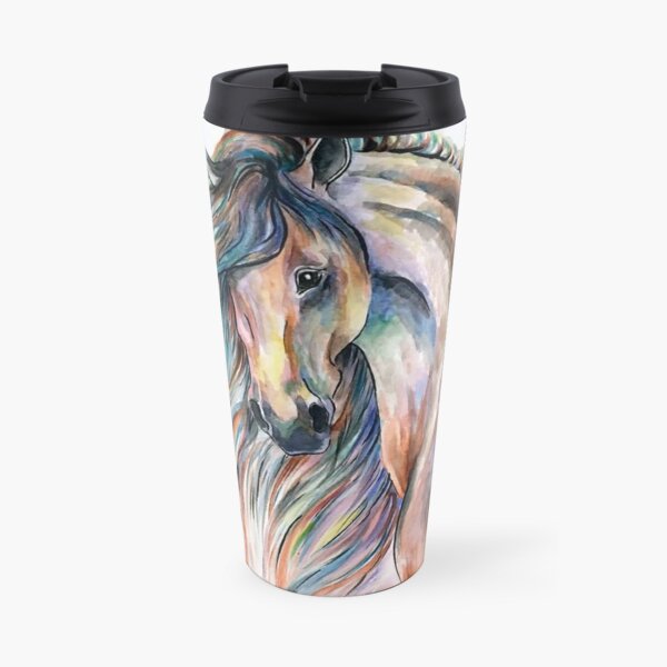Bold Watercolor Horse Travel Mug