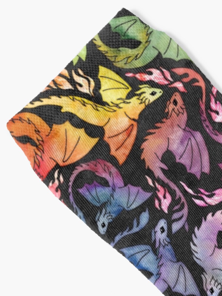 Alternate view of Dragon fire dark rainbow Socks