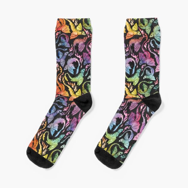 Dragon fire dark rainbow Socks