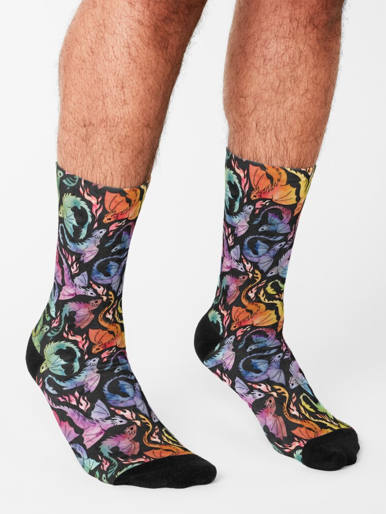 Alternate view of Dragon fire dark rainbow Socks