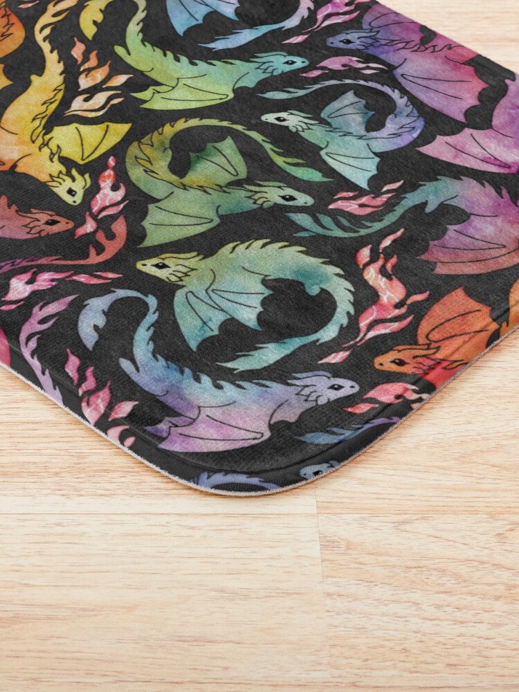 Alternate view of Dragon fire dark rainbow Bath Mat