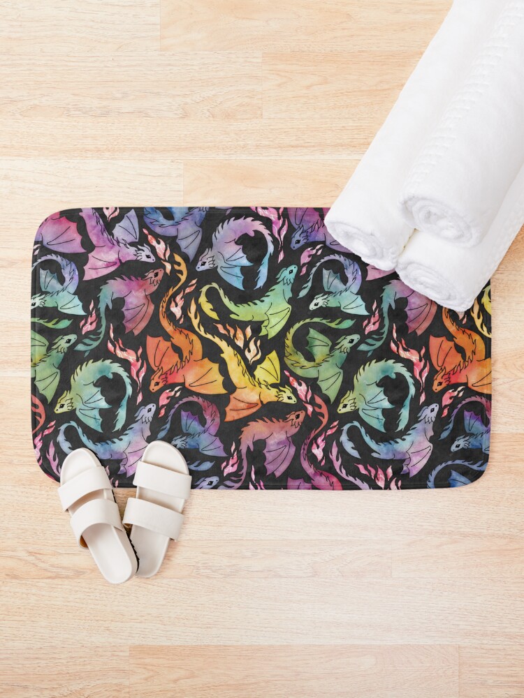 Alternate view of Dragon fire dark rainbow Bath Mat