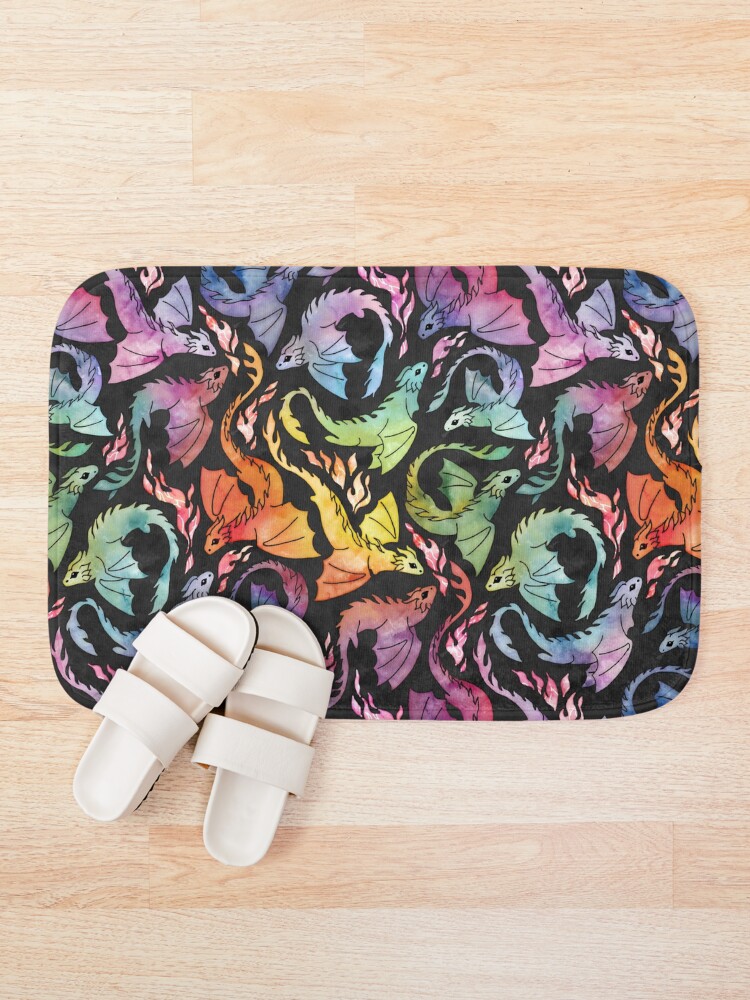 Alternate view of Dragon fire dark rainbow Bath Mat