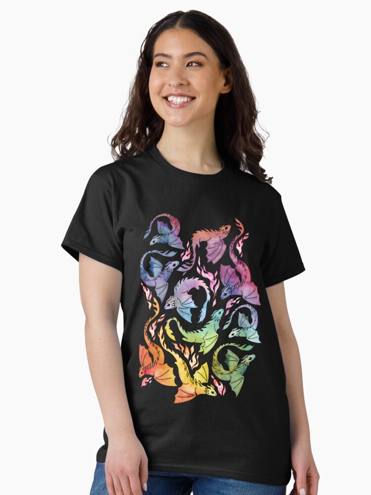 Thumbnail 2 of 7, Classic T-Shirt, Dragon fire dark rainbow designed and sold by adenaJ.