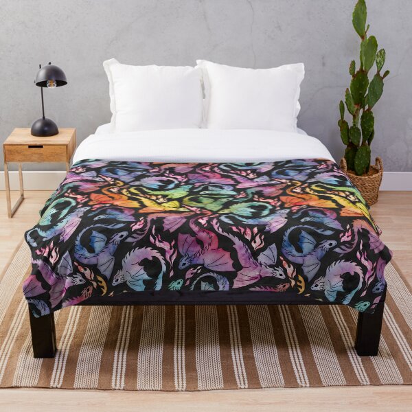 "Dragon fire dark rainbow" Throw Blanket for Sale by adenaJ Redbubble