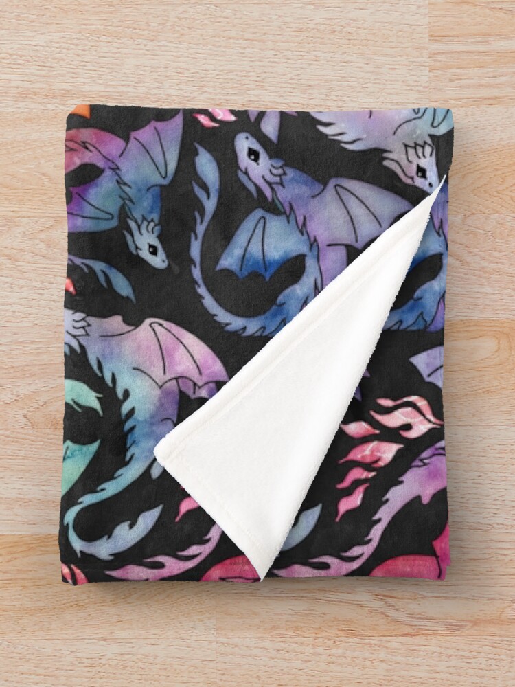 Alternate view of Dragon fire dark rainbow Throw Blanket