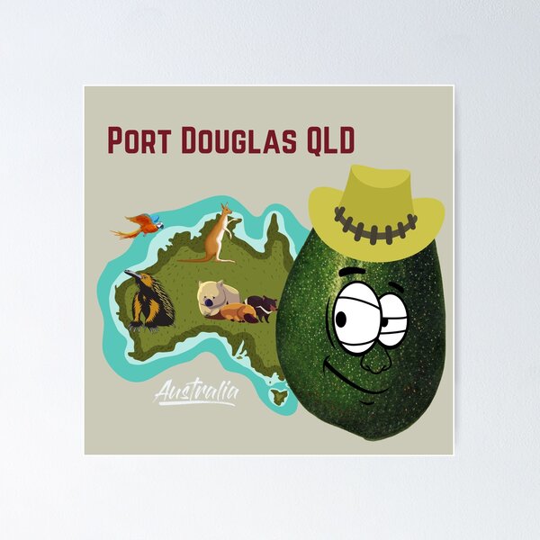 Item preview, Scared Angry Avocado Travel Around The World - Port Douglas QLD Vegan Vegetarian Funny  designed and sold by ezele.