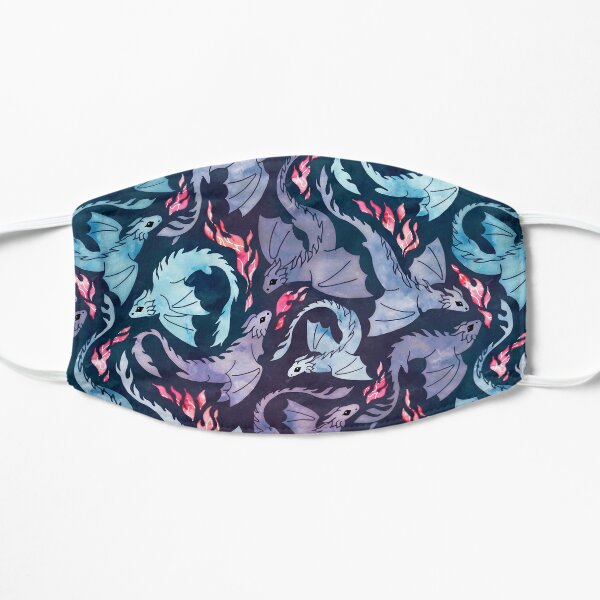 Dragon fire dark turquoise and purple Flat Mask