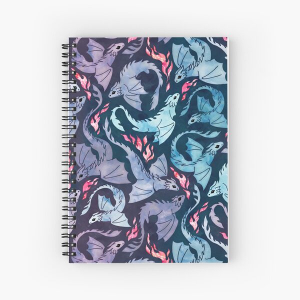 Dragon fire dark turquoise and purple Spiral Notebook