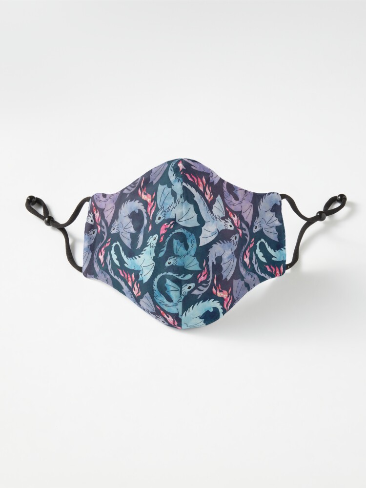 Thumbnail 2 of 7, Mask, Dragon fire dark turquoise and purple designed and sold by adenaJ.