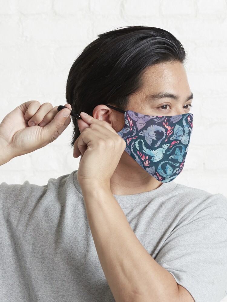 Thumbnail 6 of 7, Mask, Dragon fire dark turquoise and purple designed and sold by adenaJ.