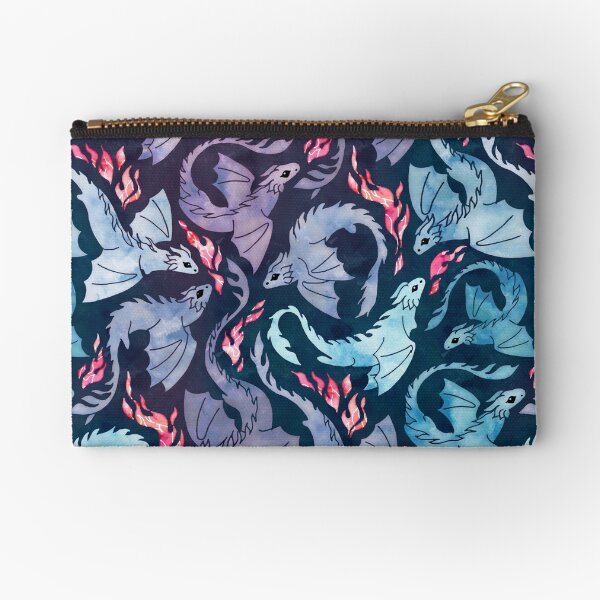 Dragon fire dark turquoise and purple Zipper Pouch