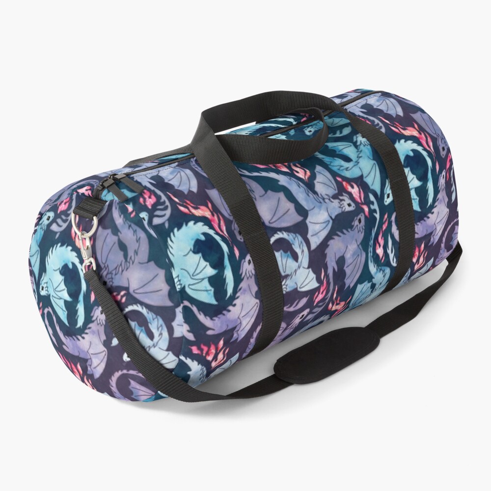 Dragon fire dark turquoise and purple Duffle Bag