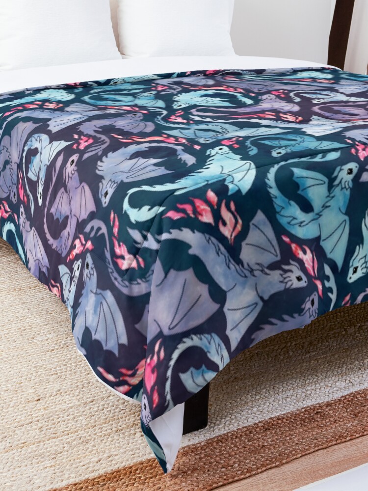 Alternate view of Dragon fire dark turquoise and purple Comforter
