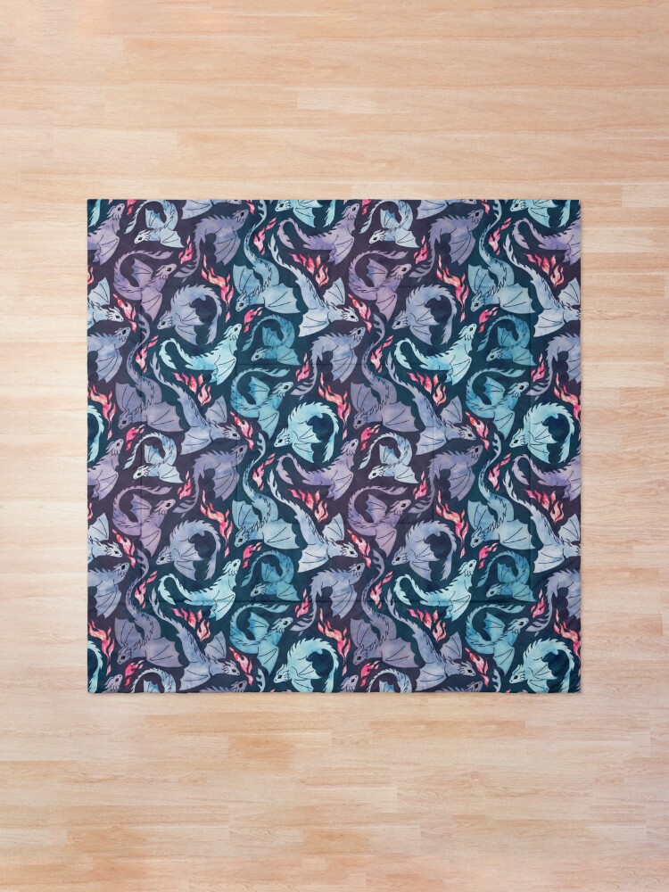 Alternate view of Dragon fire dark turquoise and purple Comforter
