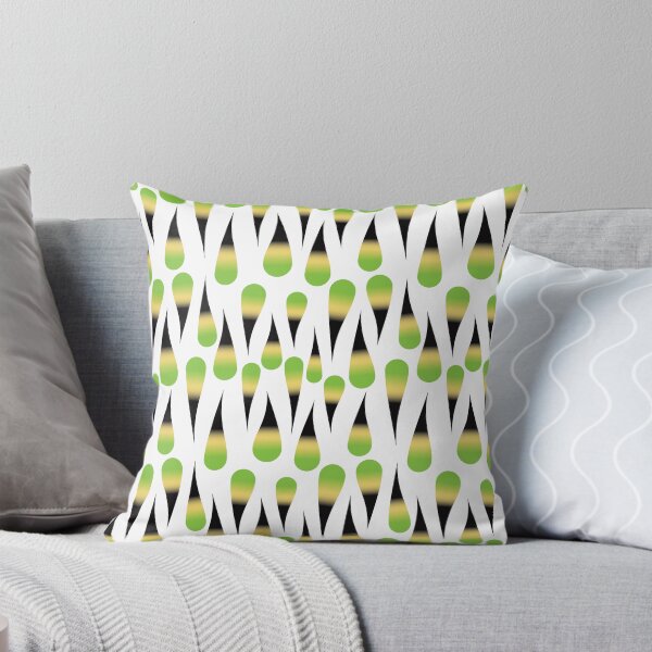 Raindrops of Jamaica - Green Yellow Black Throw Pillow