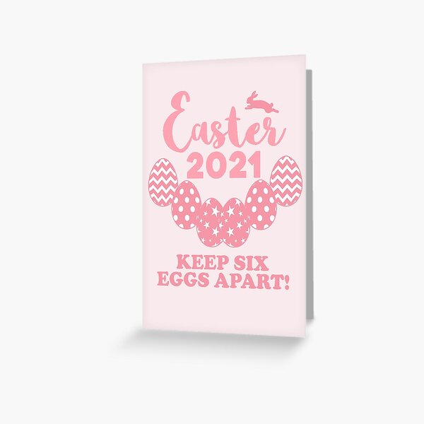Very Pink Easter 2021 6 Eggs Apart Quarantine 6ft feet parody Greeting Card