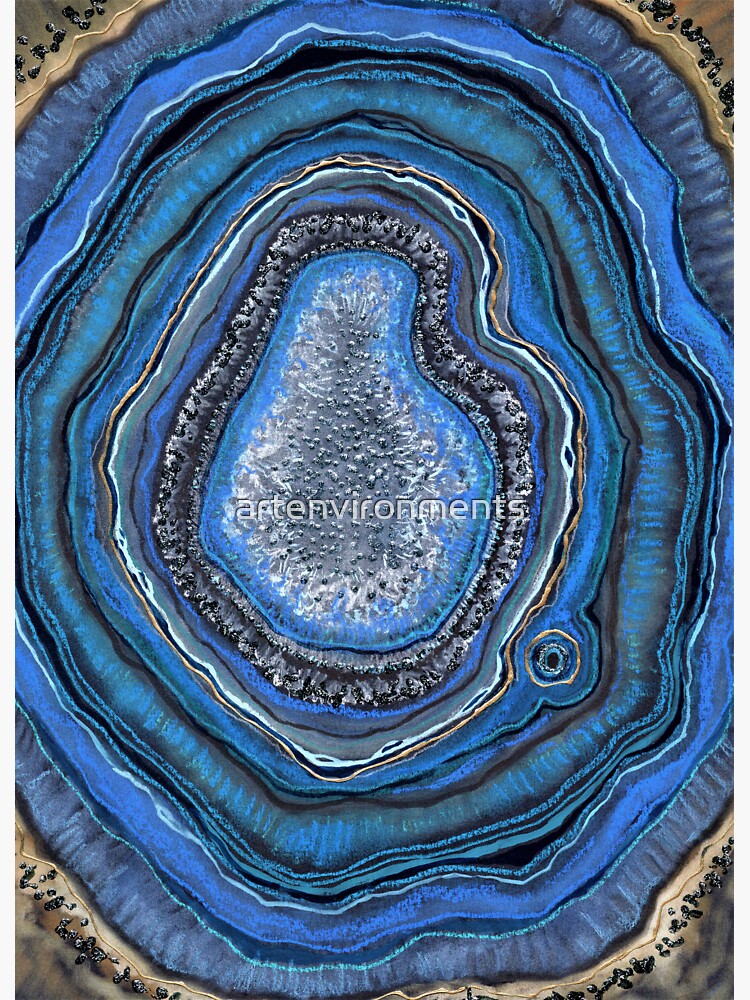 LAPIS LAZULI BEAUTIFUL BLUE STONE GEODE ARTWORK Sticker for Sale