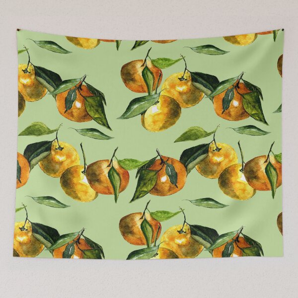 Item preview, Tangerines pattern on mint background designed and sold by magicbyrc.
