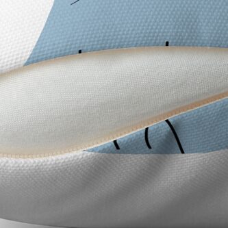 Thumbnail 2 of 3, Throw Pillow, Cute cuddly kitten - light blue designed and sold by reIntegration.