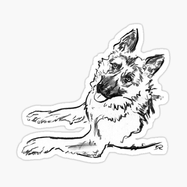 German Shepherd Drawing Sticker