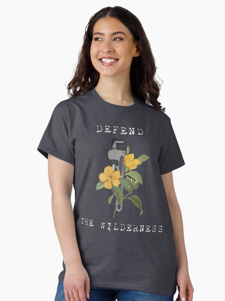 Thumbnail 1 of 7, Classic T-Shirt, Defend the wildernesses, The monkey wrench gang, Edward Abbey art designed and sold by Wildbeat.