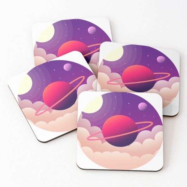 Item preview, Colorful gradient planet flying pastel clouds illuminated by night moon designed and sold by Butterfly-Dream.