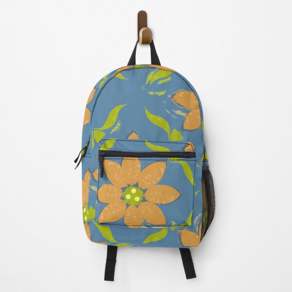 Item preview, Yellow ochre and Blue Floral Pattern designed and sold by Mary Jane Lange.