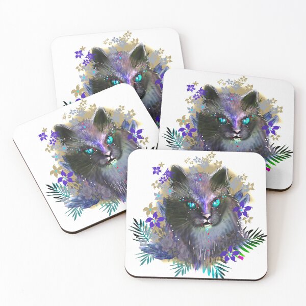 Item preview, Mystical Cat blu eyed in Flowers designed and sold by goedesign.