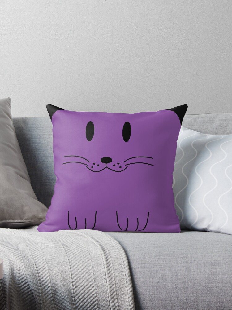 Thumbnail 1 of 3, Throw Pillow, Cute cuddly kitten - purple designed and sold by reIntegration.