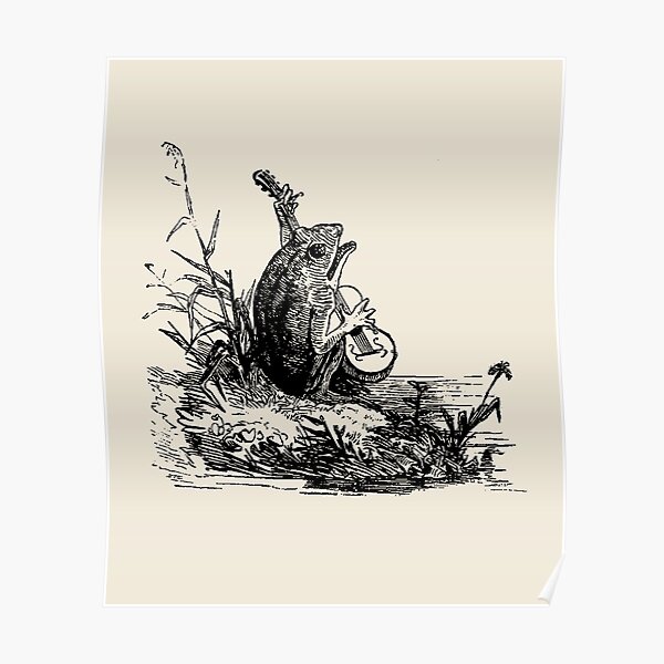Cottagecore Frog Lover - Cute Frog Playing Banjo - Cottagecore Aesthetic Poster