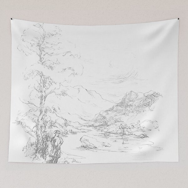 Item preview, highland solitude sketch designed and sold by Bethan Rose Studio.