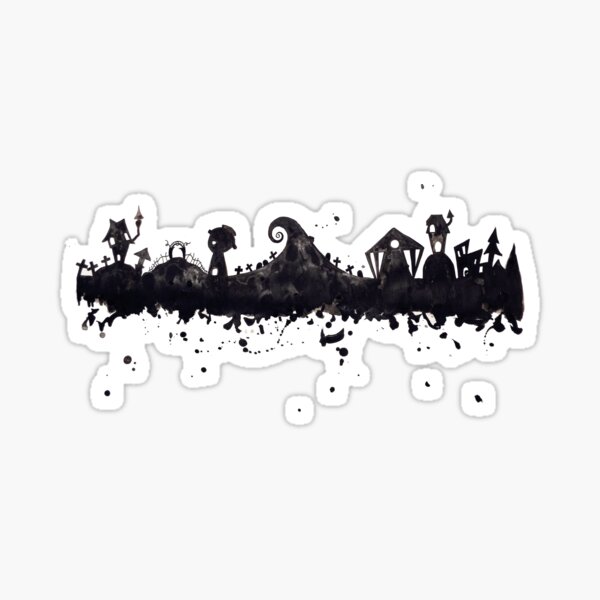 Vista previa del artículo con la obra «Pesadilla de la ciudad de Halloween antes del horizonte de acuarela inspirado en Navidad», diseñado y vendido por tachadesigns.