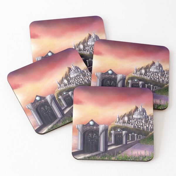 Item preview, Myrinthor Fantasy Art Print Landscape Painting Mountain Castle Fantasy City Ocean Sunset designed and sold by Justin Fowler Art.