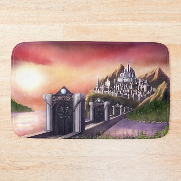Item preview, Myrinthor Fantasy Art Print Landscape Painting Mountain Castle Fantasy City Ocean Sunset designed and sold by Justin Fowler Art.