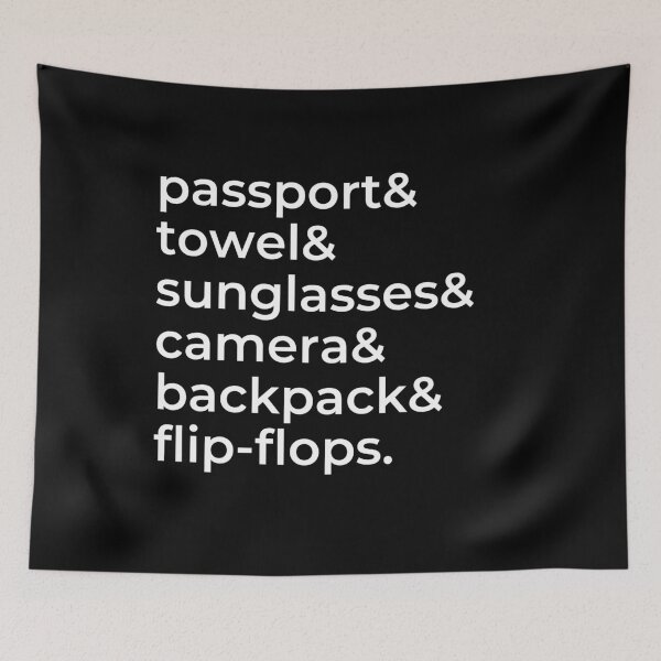 Item preview, Beach Holiday Essential Items - Passport & Towel & Sunglasses & Camera & Backpack & Flip-Flops designed and sold by Hoiho Adventure Shirts.