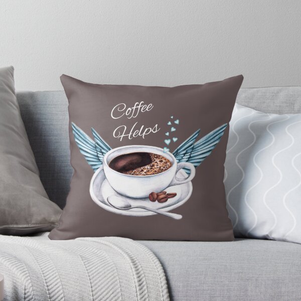 Life Happens, Coffee Helps - Coffee Angel Throw Pillow