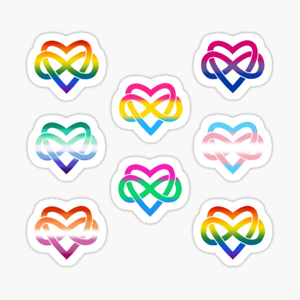 8x Polyamory Infinity Heart Set #1 Sticker