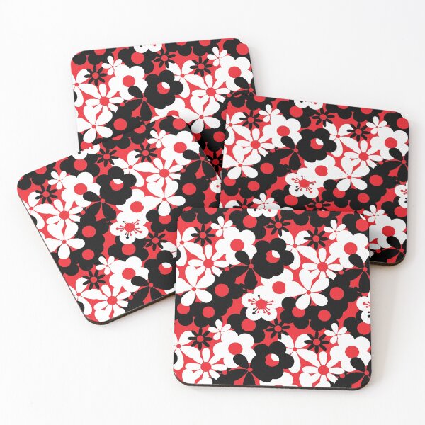 Item preview, Red White Black Flower Power Seamless Pattern Print designed and sold by ClaudiaFlores.