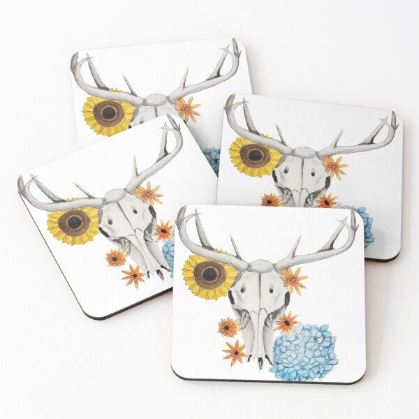 Item preview, Deer Skull with Flowers designed and sold by MelCornwell.